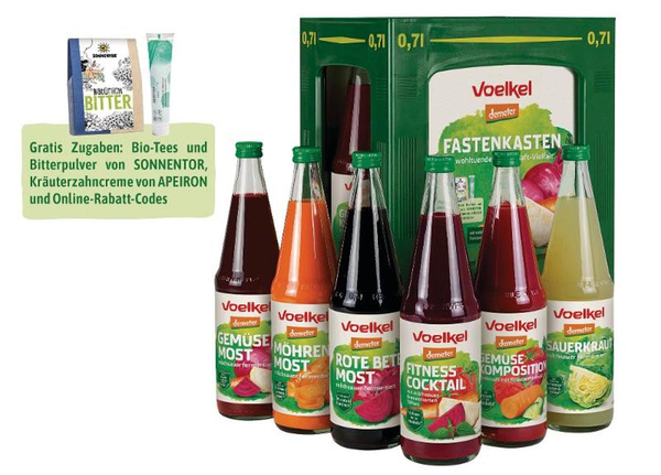 Produktfoto zu Fastenkasten verschiedene Gemüsesäfte 6x0,7 l Voelkel