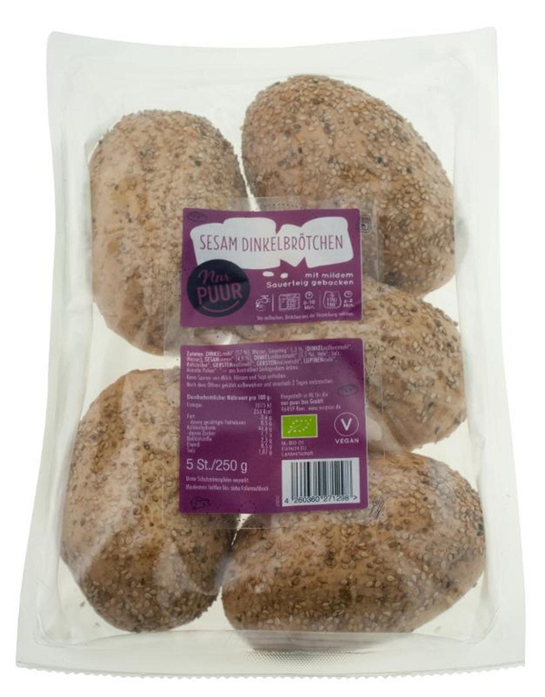 Produktfoto zu Sesam Dinkelbrötchen 250g Nur Puur