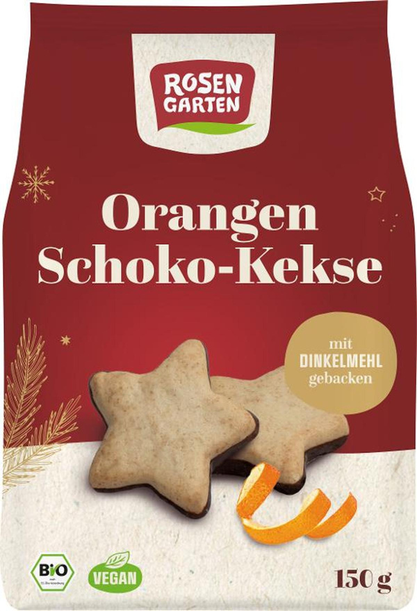 Produktfoto zu Orangen Kekse mit Zartbitter Schokoladenboden 150g Rosengarten
