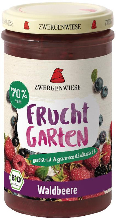Produktfoto zu Fruchtgarten Fruchtaufstrich 70% Waldbeere 225g  Zwergenwiese