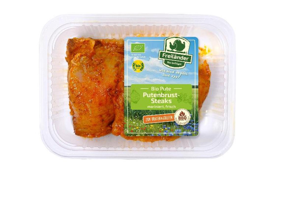 Produktfoto zu Putenbruststeaks Paprika 350g Freiländer Bio-Geflügel