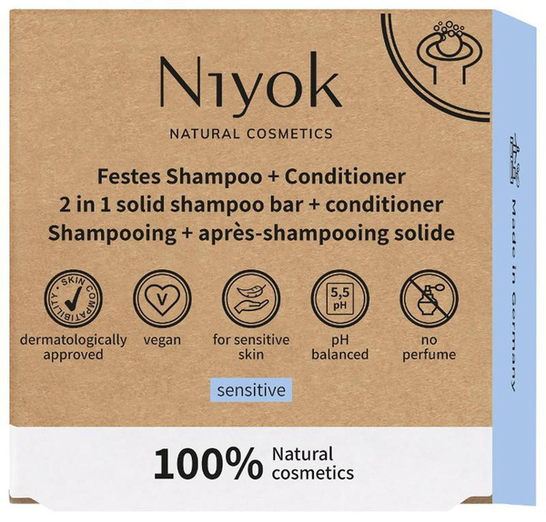Produktfoto zu 2in1 Festes Shampoo & Conditioner Sensitiv 80g Niyok Natural Cosmetics