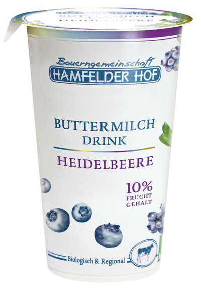 Produktfoto zu Buttermilchdrink Heidelbeere 250g Hamfelder Hof