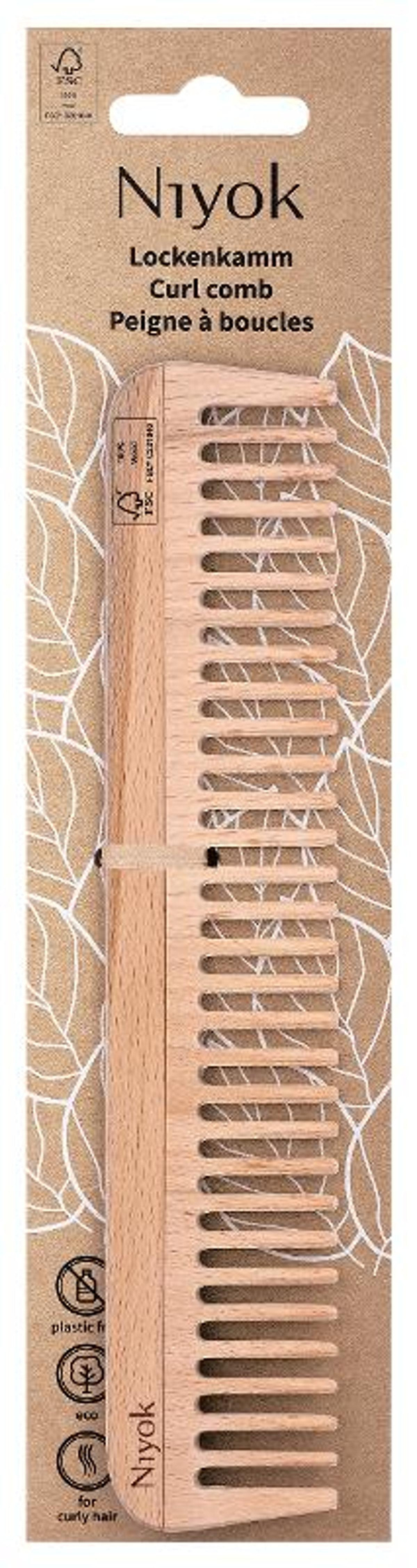 Produktfoto zu Lockenkamm aus Holz Niyok Natural Cosmetics