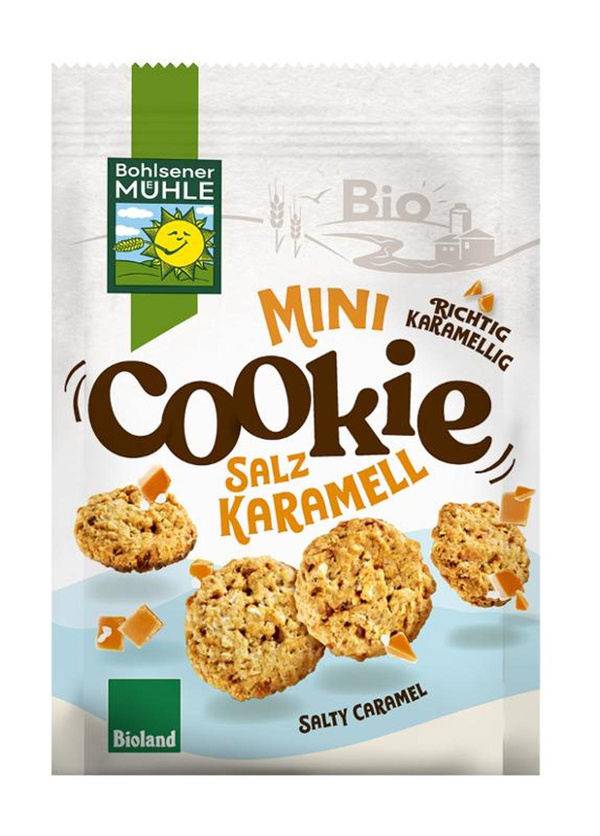Produktfoto zu Mini Cookie Karamell Salz 125g Bohlsener Mühle
