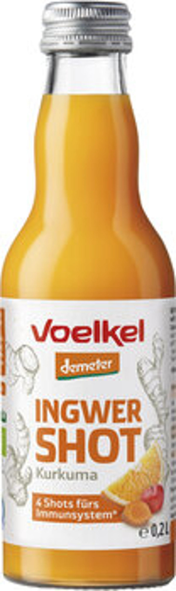 Produktfoto zu Shot Ingwer & Kurkuma 0,2 l Mehrwegflasche Voelkel