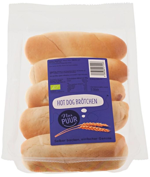 Produktfoto zu Hot Dog Brötchen 300g (5 Stück) Nur Puur